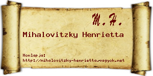 Mihalovitzky Henrietta névjegykártya